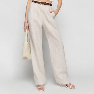 Reformation - Petites Mason Linen Pant in oatmeal